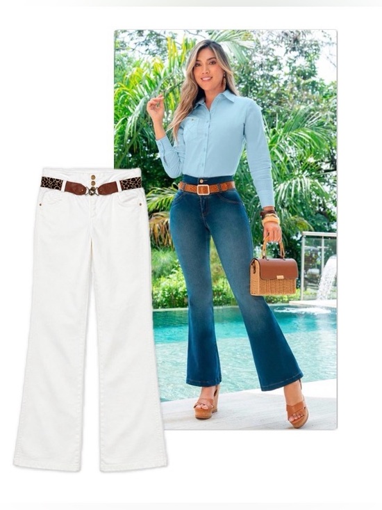 Bartolomeo Denim - NWT [Bartolomeo] Columbian White Stretch Flare Jeans & Belt Women’s US 4/6